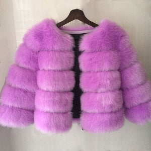 Elegant Fluffy Female Faux Fur Coat