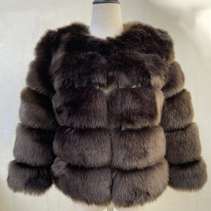 Elegant Fluffy Female Faux Fur Coat