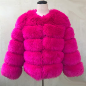 Elegant Fluffy Female Faux Fur Coat