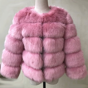 Elegant Fluffy Female Faux Fur Coat