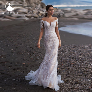 Sheath Mermaid V-Neck Wedding Dress