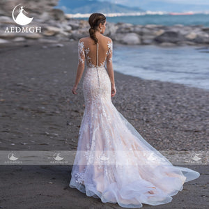 Sheath Mermaid V-Neck Wedding Dress