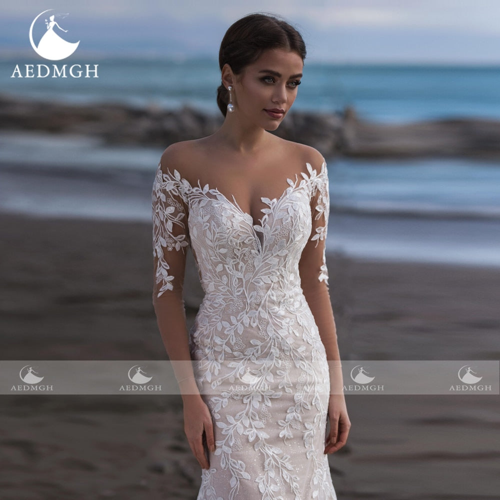 Sheath Mermaid V-Neck Wedding Dress