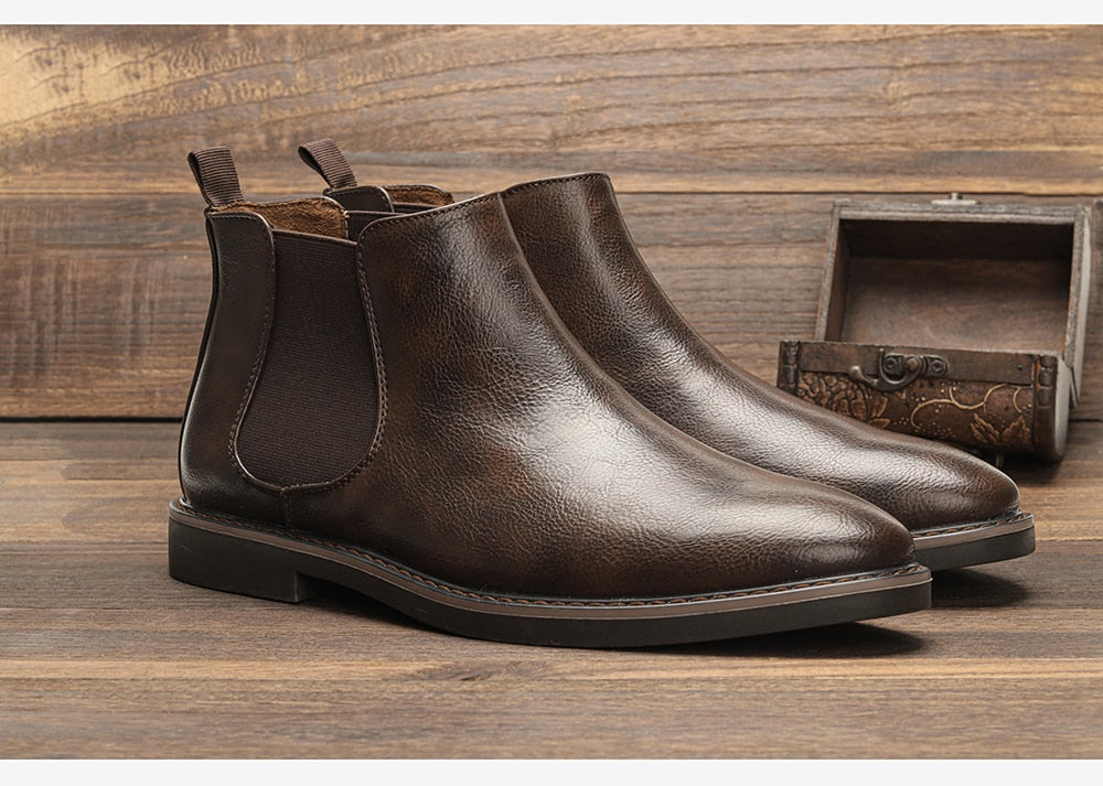 Men Leather Chelsea Ankle Boots