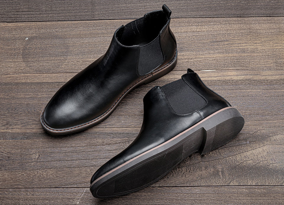 Men Leather Chelsea Ankle Boots