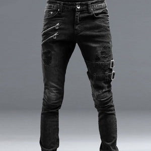 Ripped Black Slim Casual Jeans