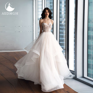 Vestido Ruffles Strapless Wedding Dress