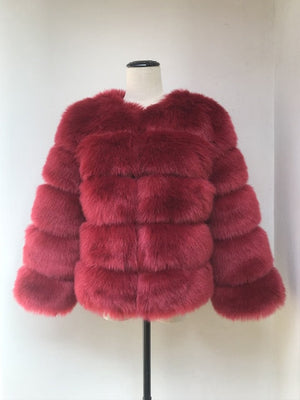 Elegant Fluffy Female Faux Fur Coat