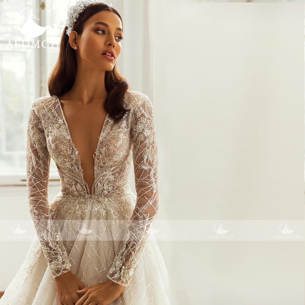 Luxury Empire Long Sleeve Wedding Dress