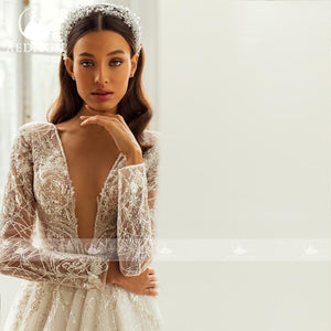 Luxury Empire Long Sleeve Wedding Dress