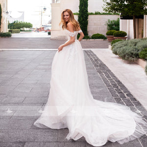 Boho Off The Shoulder Wedding Dress