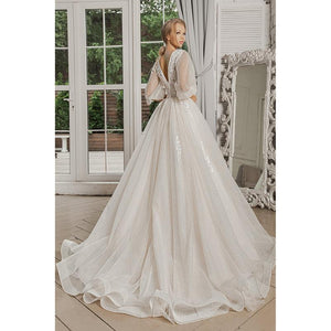 Luxurious Ivory Shiny Tulle Bridal Gown