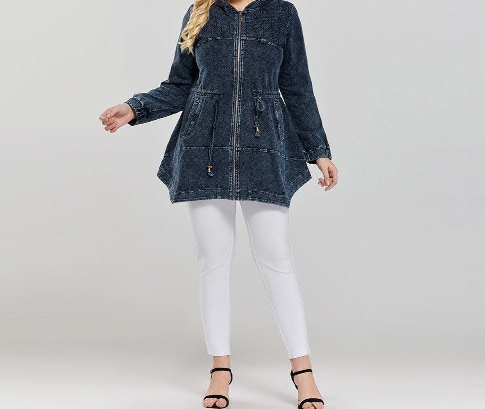 Casual High Stretch Cotton Knitted Plus Size Jacket