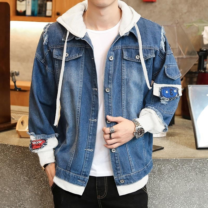 Men Denim Hooded Jean Jacket