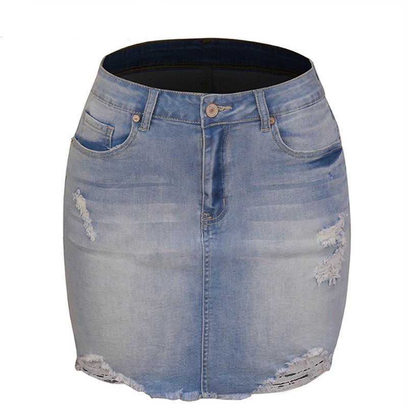 Ripped Tassel Mini Denim Skirt