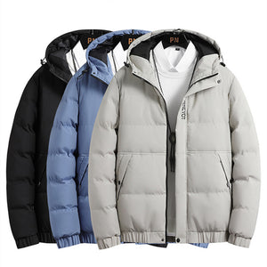 Trendy Solid Color Hooded Down Jacket