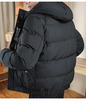 Trendy Solid Color Hooded Down Jacket