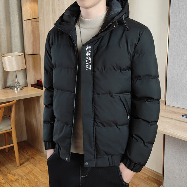 Trendy Solid Color Hooded Down Jacket