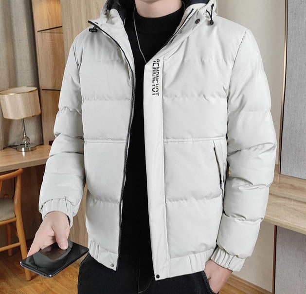 Trendy Solid Color Hooded Down Jacket